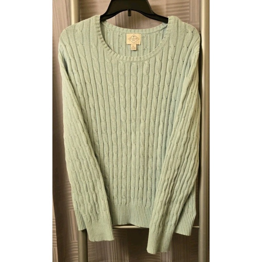 St. John's Bay Light Blue Crewneck Cable Knit Sweater Women's Size‎ XLarge Y2K